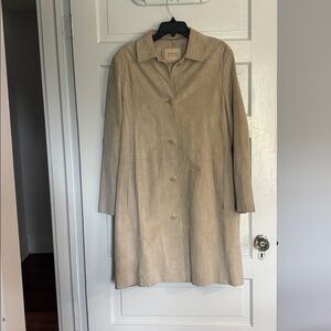 Newport Harbor Tan Leather Button-Up Coat